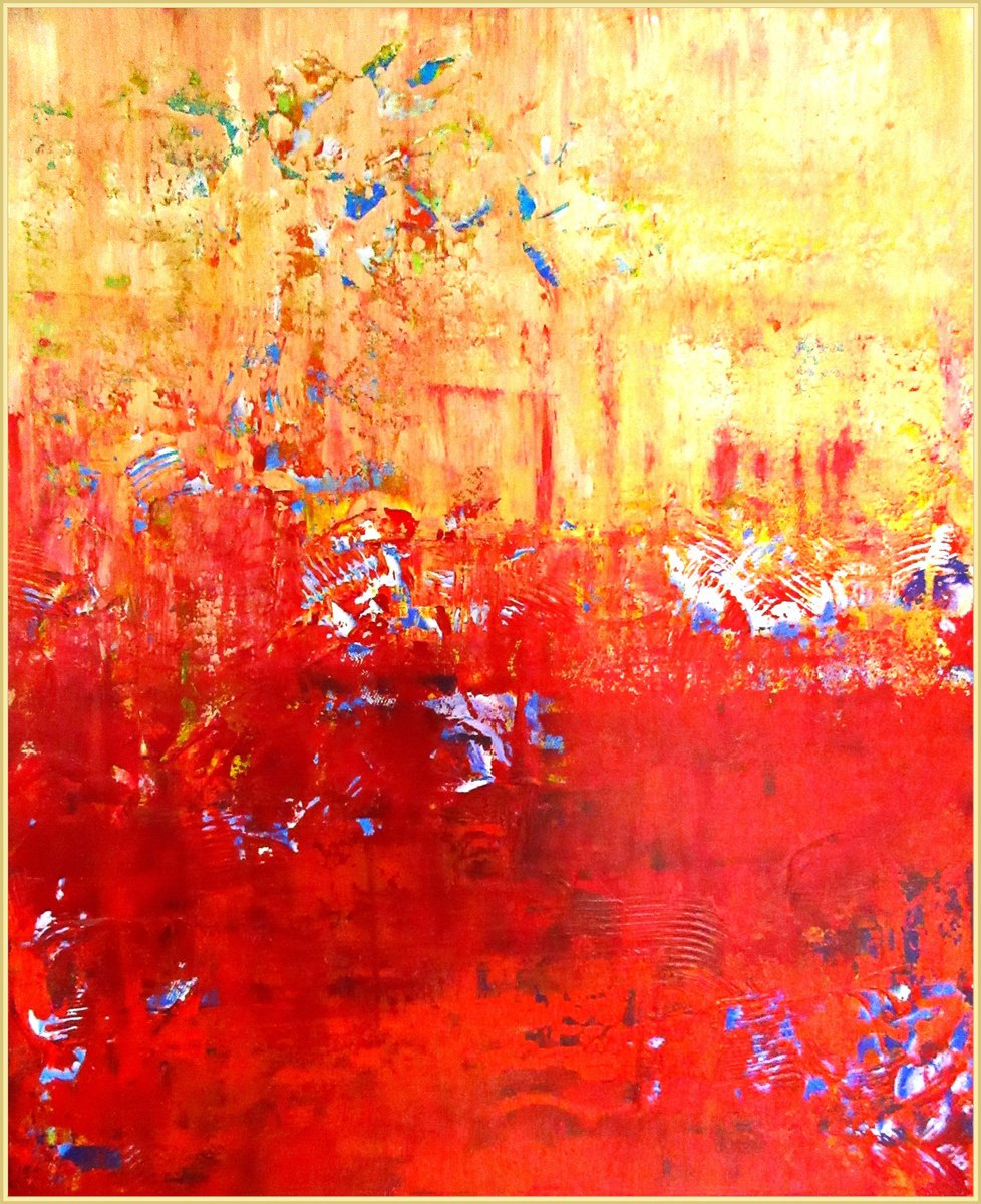 Abstract Landscape Acrylic Painting By Tomas Gorjanc - Tomo, 35 X 43", Marocco, Original Artwork