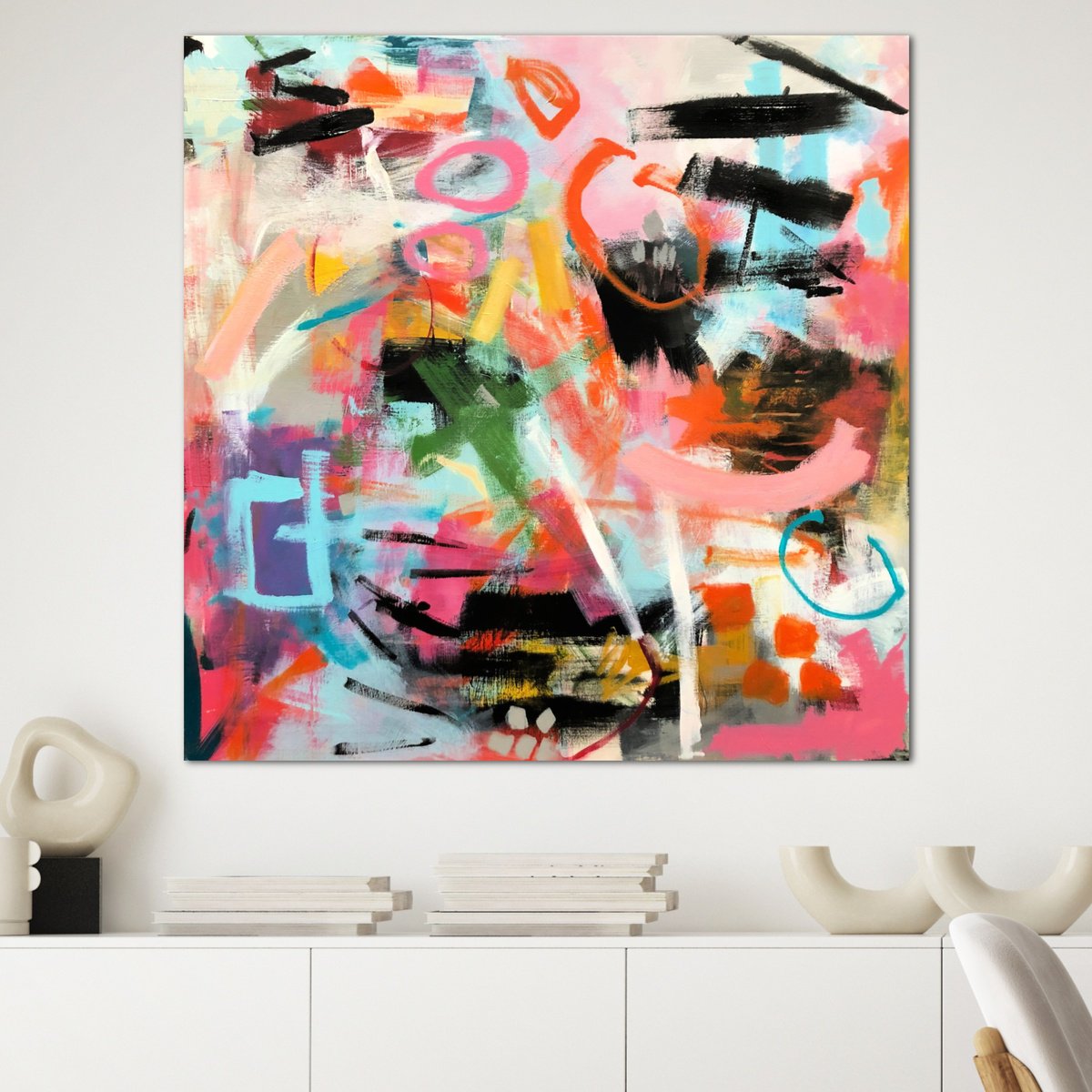 Abstract Acrylic Painting By Kylie Sams, 36 X 36", Freedom, Original Artwork