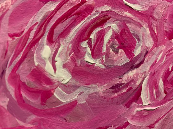 A Bed Of Pink Roses - Flower Study 12x16 on paper
