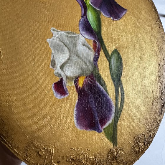 Irises on Gold