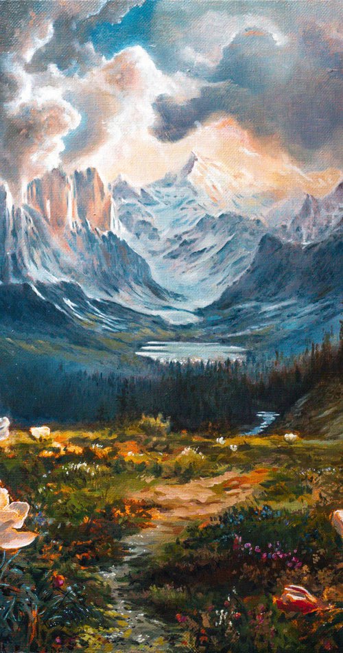 Landscape with flowers by Alexander Moldavanov