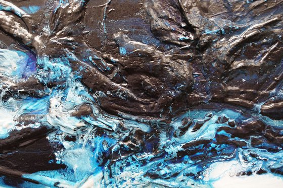 Midnight Malt 160cm x 60cm Textured Abstract Art