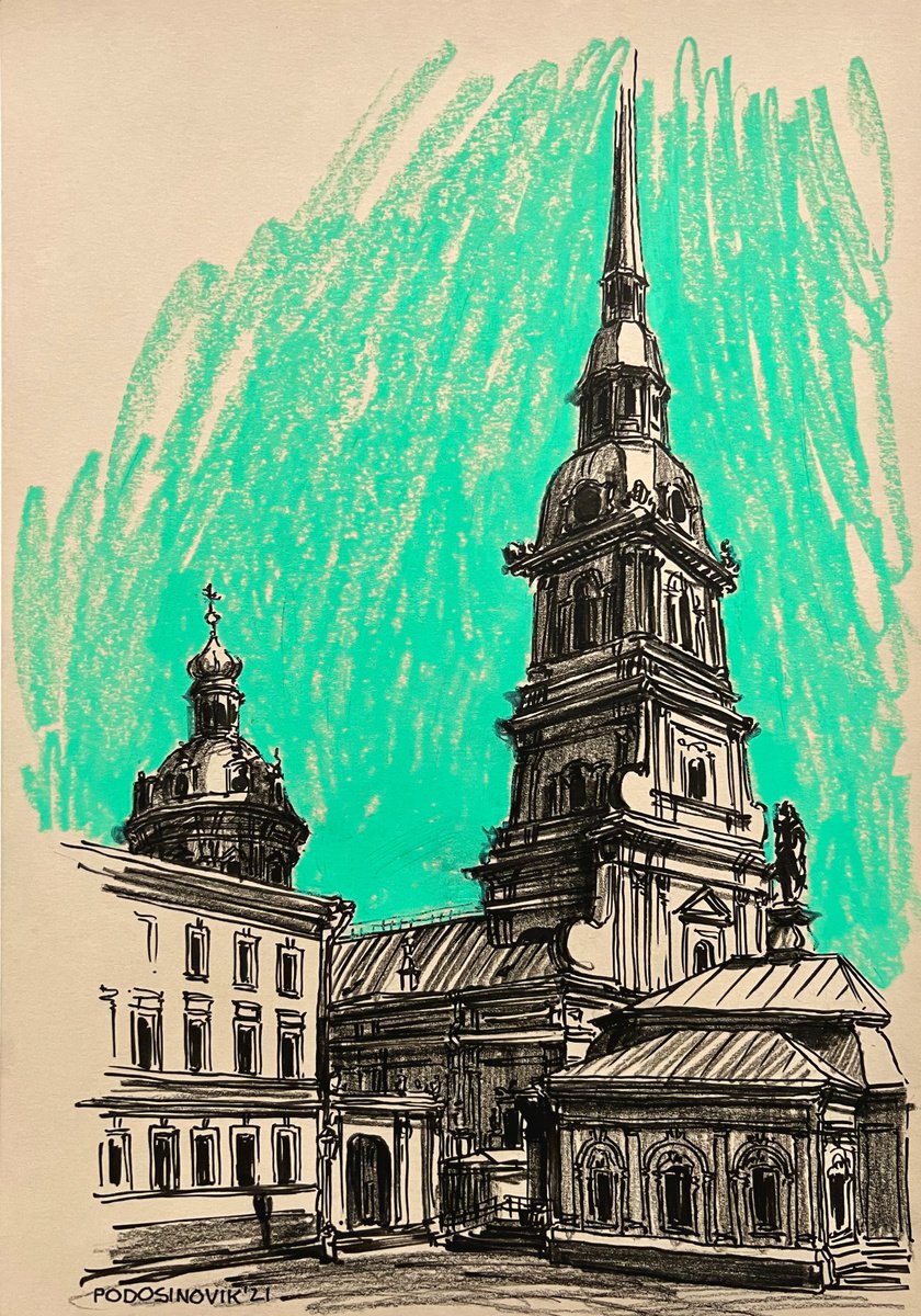 Peter and Paul Cathedral, Saint Petersburg - on location sketch by Sasha Podosinovik