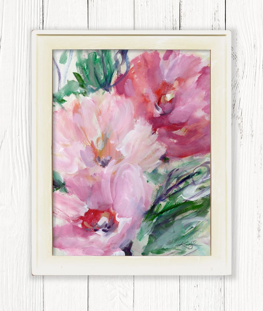 Shabby Chic Charm 23 - Framed Floral art in Painted Distressed Frame by Kathy Morton Stani... by Kathy Morton Stanion