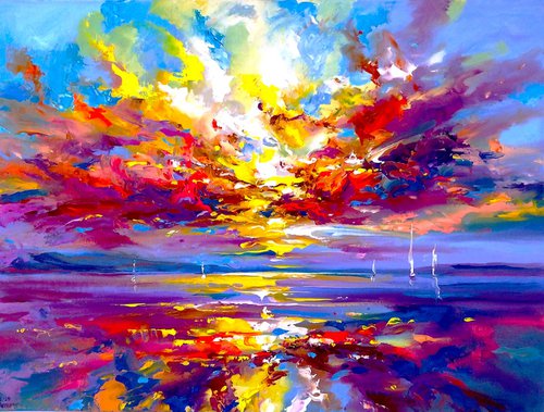 Abstract sunrise on sea by Andrej  Ostapchuk