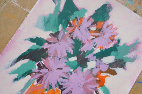 Bouquet in orange vase