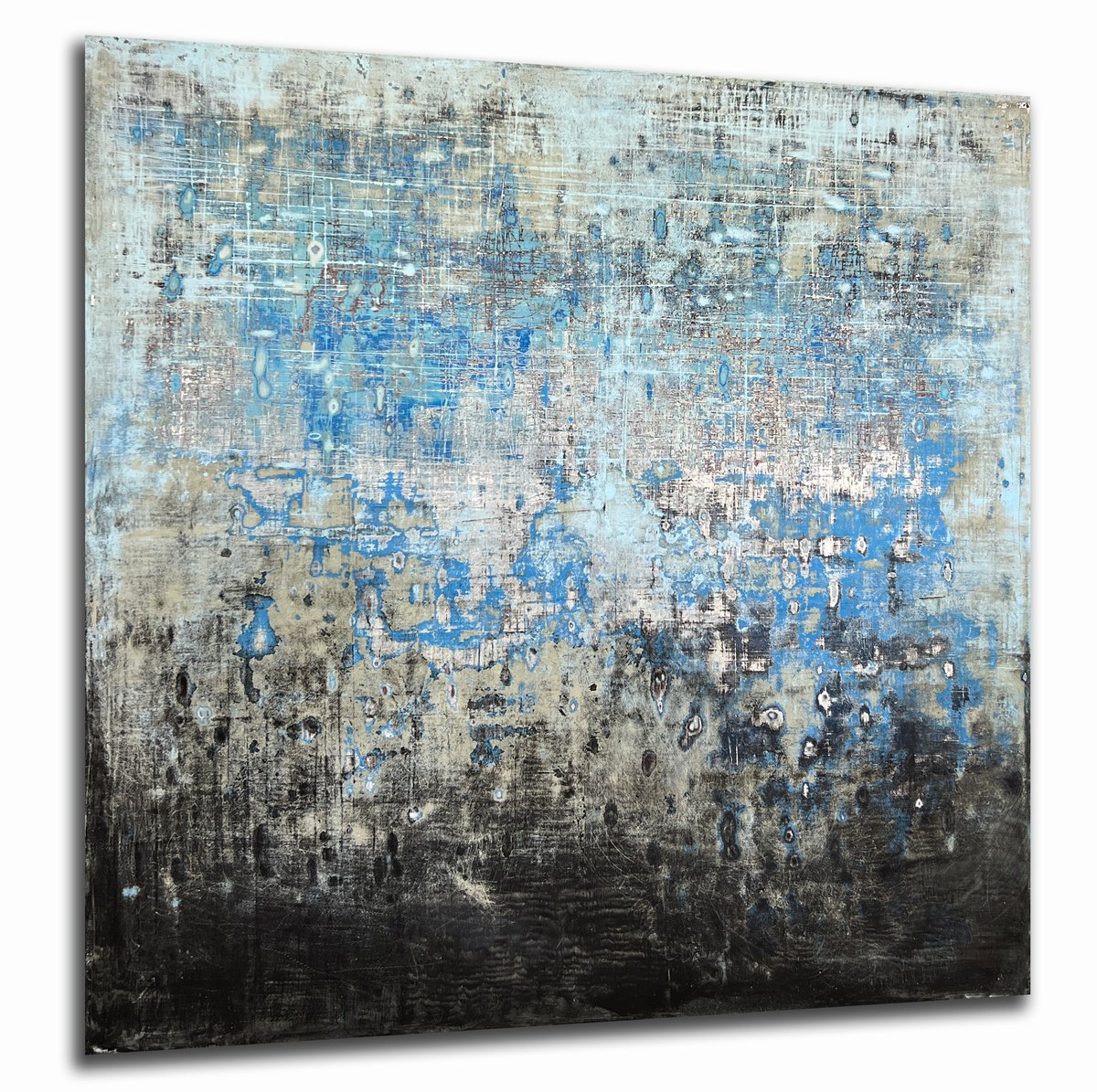 Abstract Acrylic Painting By Robert Tillberg, 48 X 48", Battling The Elements, Original Artwork