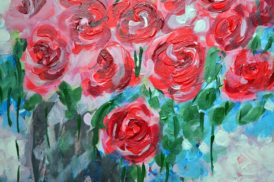 Roses for the Beloved- Modern  impressionistic flowers Gift idea
