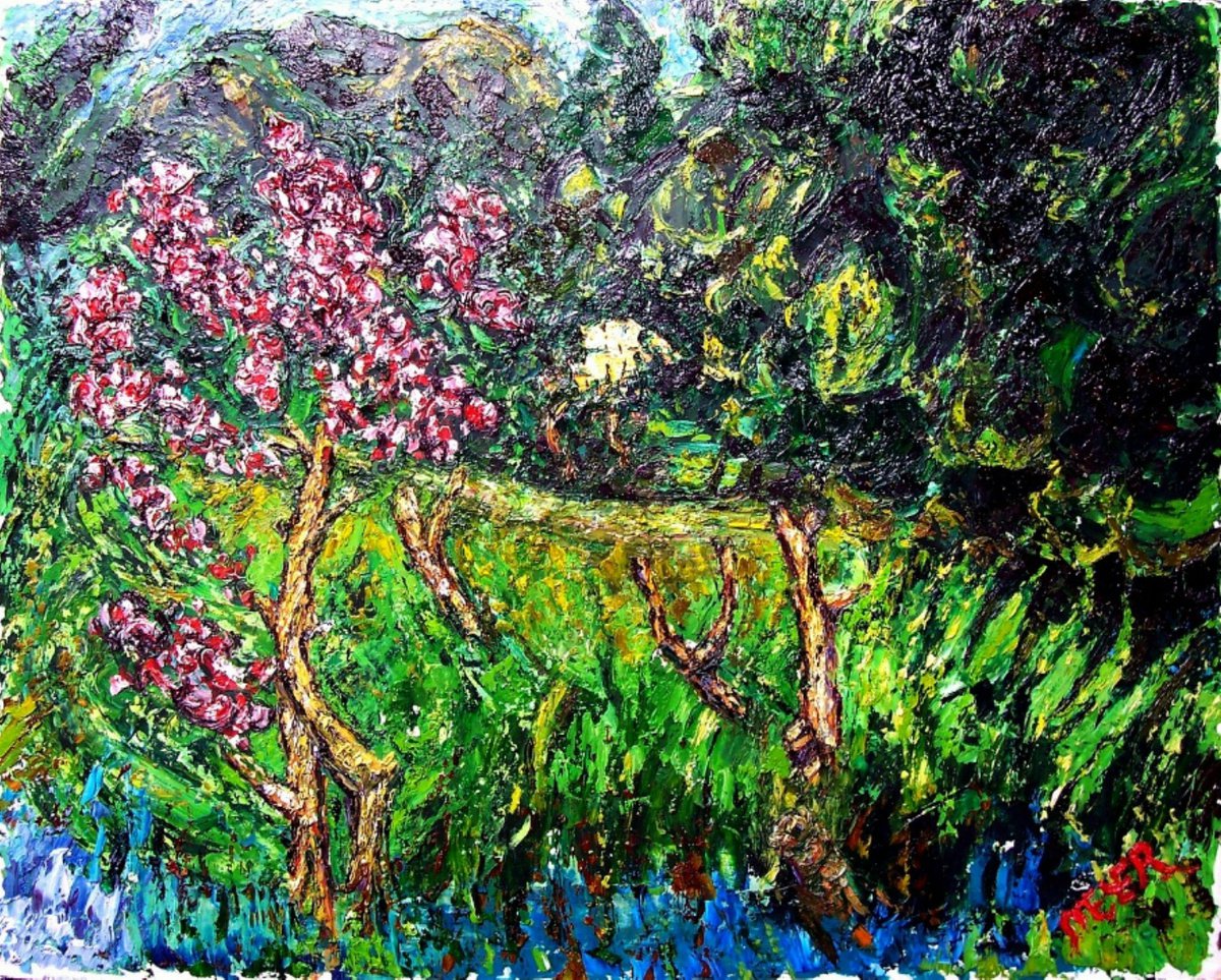 Impressionistic Landscape Oil Painting By Richard Meyer, 25 X 20", Jessica
