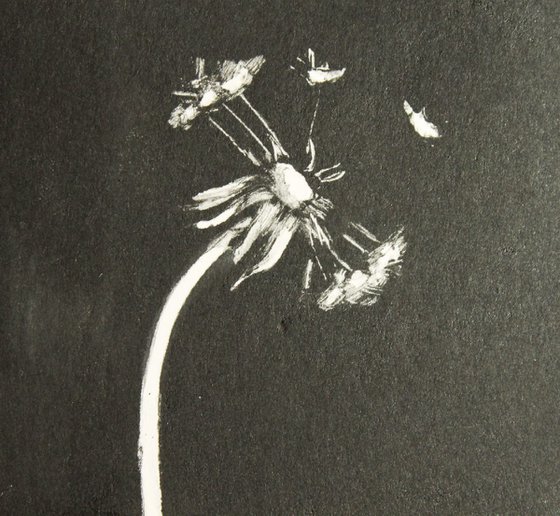 Dandelion Monoprint, Plant Monotype Print