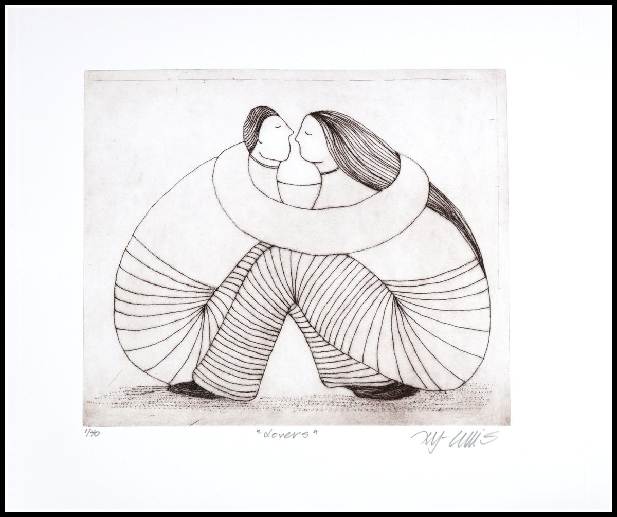Illustrative Portrait Etchings & Engravings By Mariann Johansen-Ellis, 17 X 15", Lovers, Original Artwork