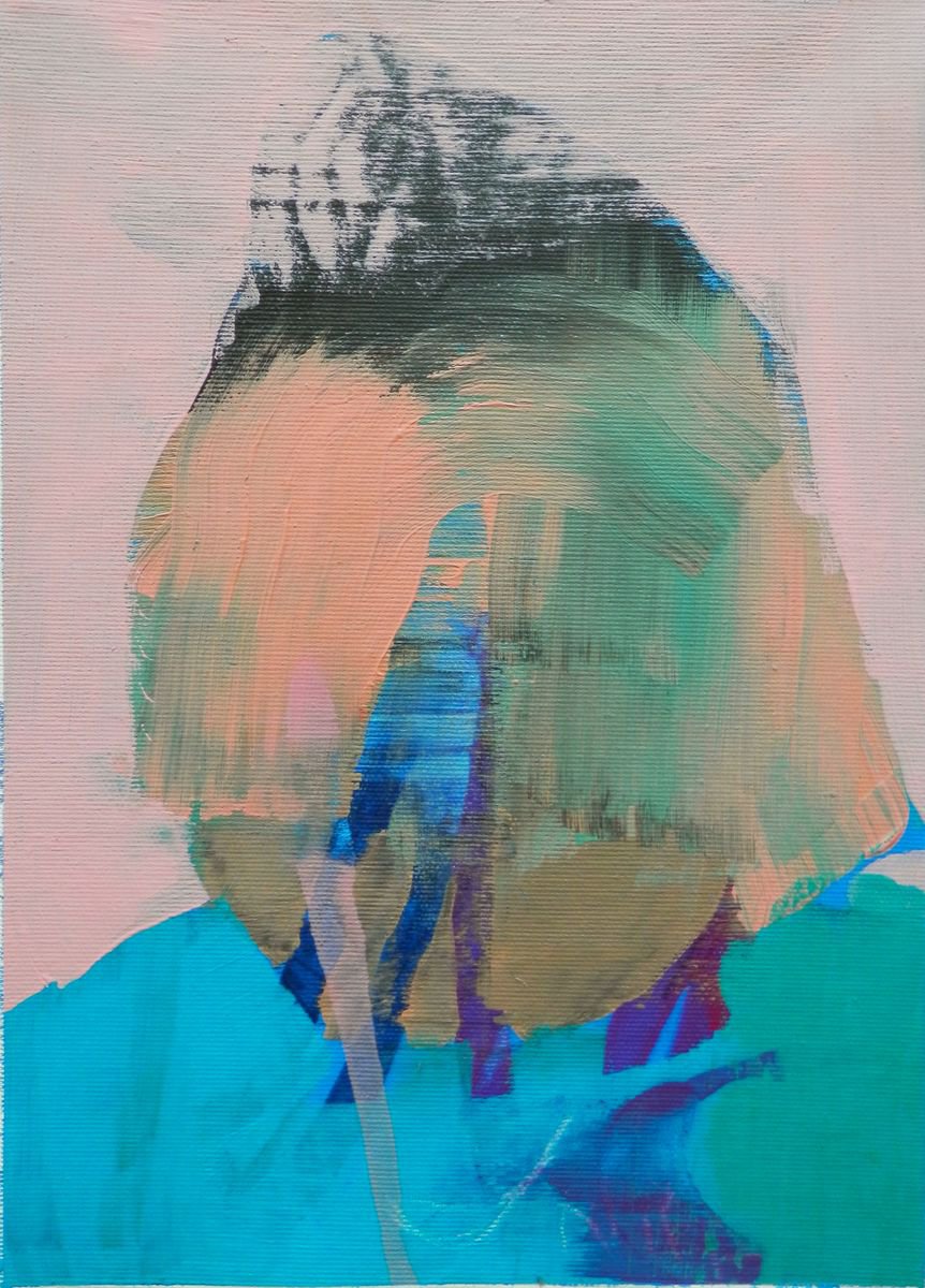 Urban And Pop Portrait Acrylic Painting By Milos Hronec, 8 X 11", Basement 3, Original Artwork