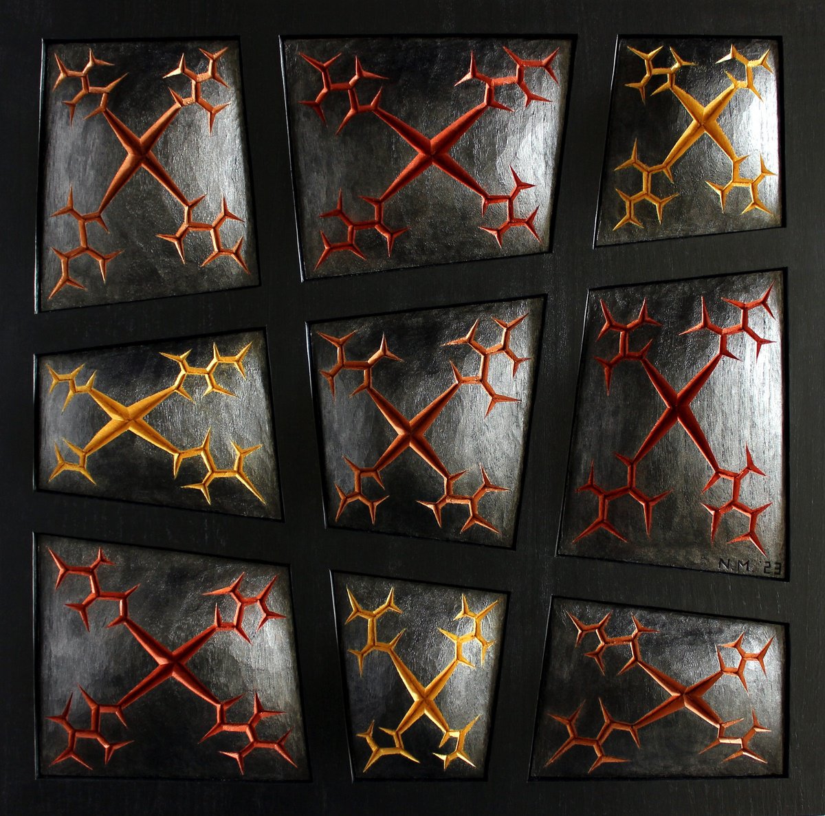 Urban And Pop Abstract Relief By Nikolay Martinov, 20 X 20", "Cosmic Sparkle", Original Artwork