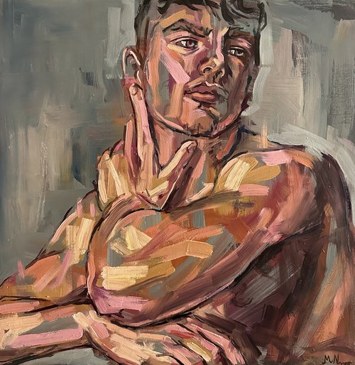 Male nude, naked man painting gay artwork by Emmanouil Nanouris