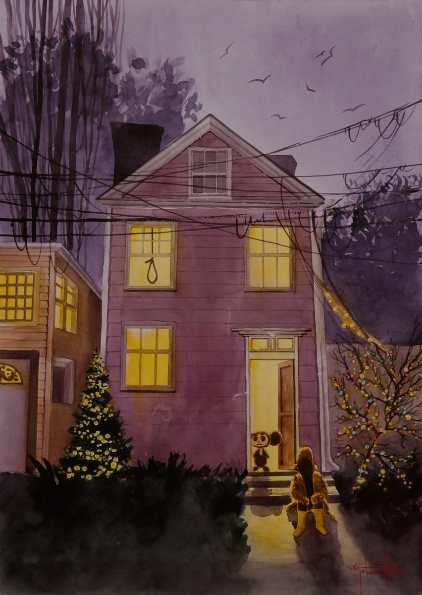 Photorealistic Cityscapes Watercolour By Eugene Gorbachenko, 20 X 28, Not Merry Christmas 2022 Watercolor On Paper 70X50, Artfinder