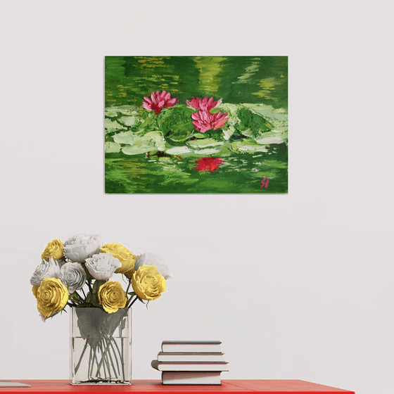 WATER LILIES, IV / ORIGINAL OIL PAINTING