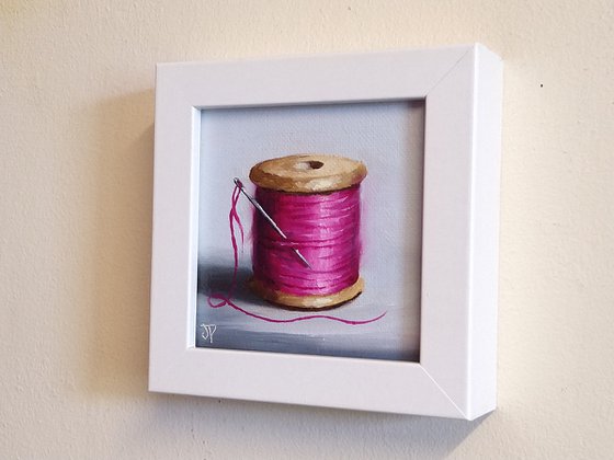 Little pink  cotton reel still life