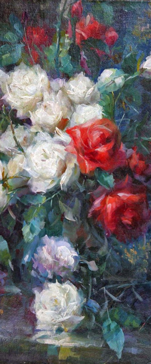 Floral in Red and White composition n° 3452 by GOUYETTE jean-michel