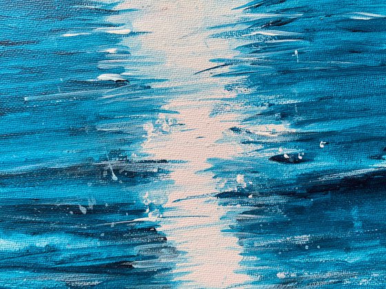 Seascape Ocean Painting of Blue Water Acrylic on Canvas Ready to Hang Artfinder Gift Ideas