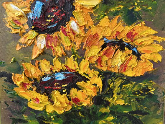 Texture Sunflower impasto art