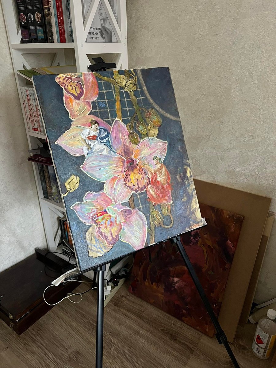 Expressive Botanical Oil Painting By Olha Trykolich, 16 X 20", Entertainment Of Dionysus, Original Artwork