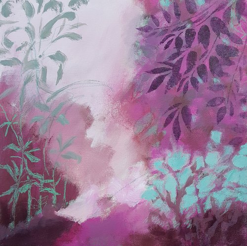 The violet path - Oneiric pink, mauve  and turquoise landscape by Fabienne Monestier