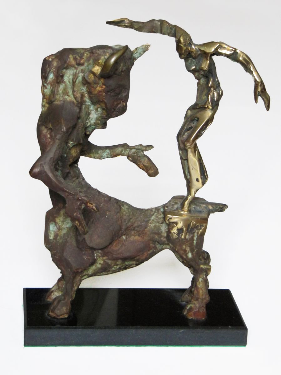 Expressive Bronze Sculpture , Theseus Fighting The Minotaur By Ivan Minekov, 10 X 14, Artwork For Sale On Artfinder
