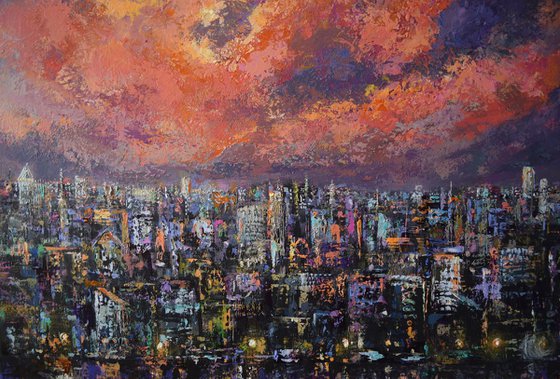 City Lights (original large landscape painting)