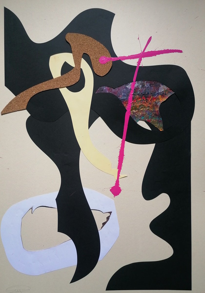 Surrealistic Abstract Acrylic Painting By Stefano Mazzolini, 28 X 39", Picio, Original Artwork