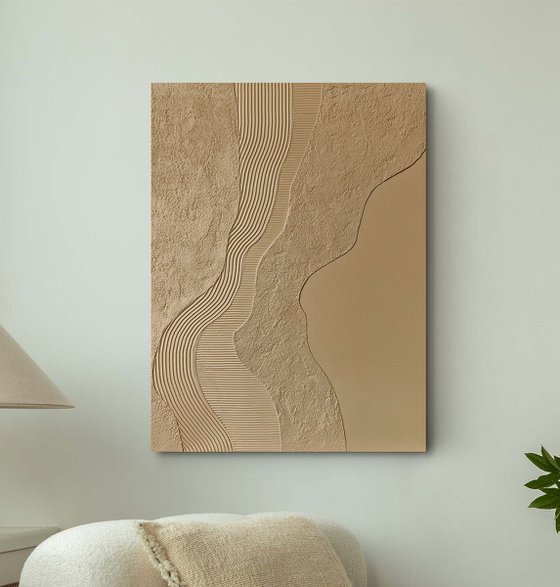 "Nile" Beige abstract high textured art