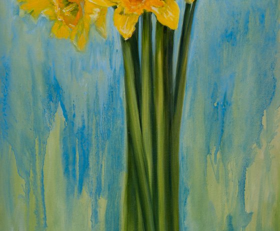 Daffodils - original oil painting spring flowers FRAMED