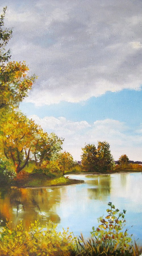 The autumn day is warm and sunny, Fall scene by Natalia Shaykina