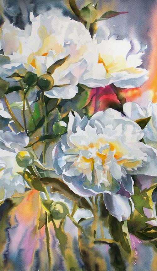 WHITE PEONIES #4 by Yurii Pashkov