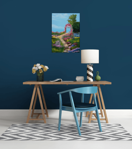 Blooming arch by the sea 70x50