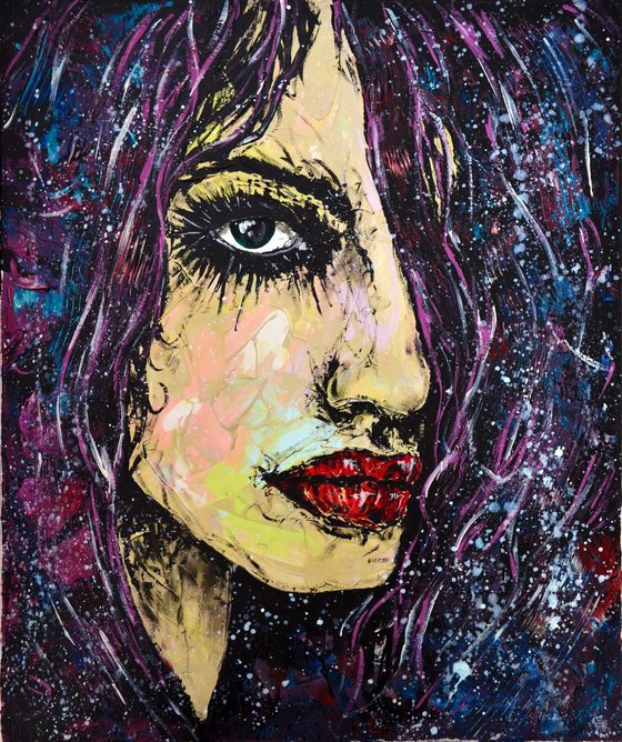 Eyesights - Original Modern Portrait Art Painting on Canvas Ready To Hang