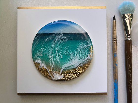 "Little wave" #6 - Miniature round painting