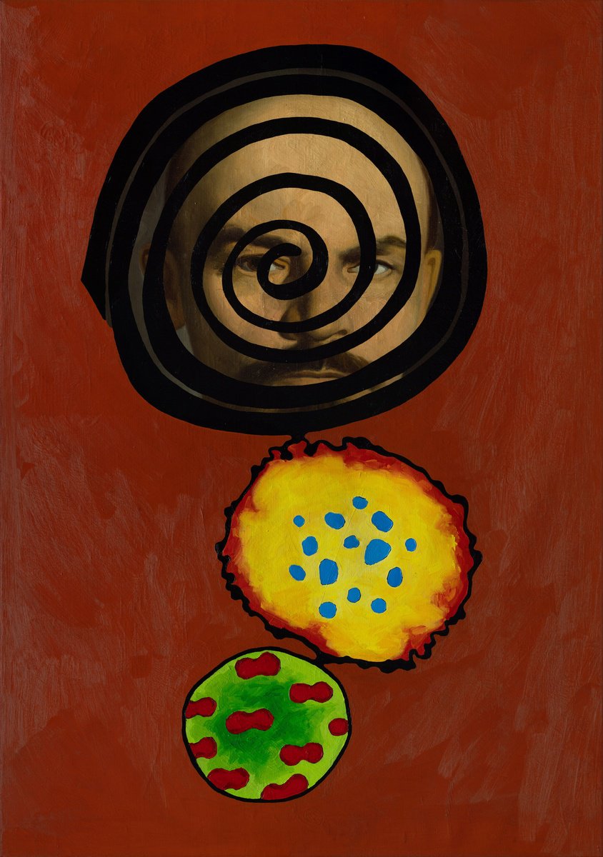 Abstract Portrait Oil Painting By Oleksandr Balbyshev, 37 X 53", Recycled Lenin #12, Original Artwork