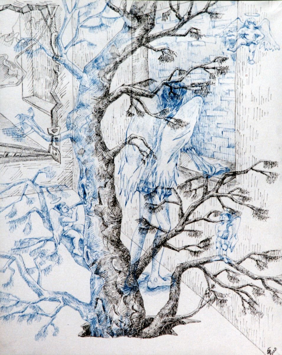 Graphic Portrait Ink Drawing By Kateryna Bortsova, 16 X 20", Renaissance The 21St Century, Original Artwork