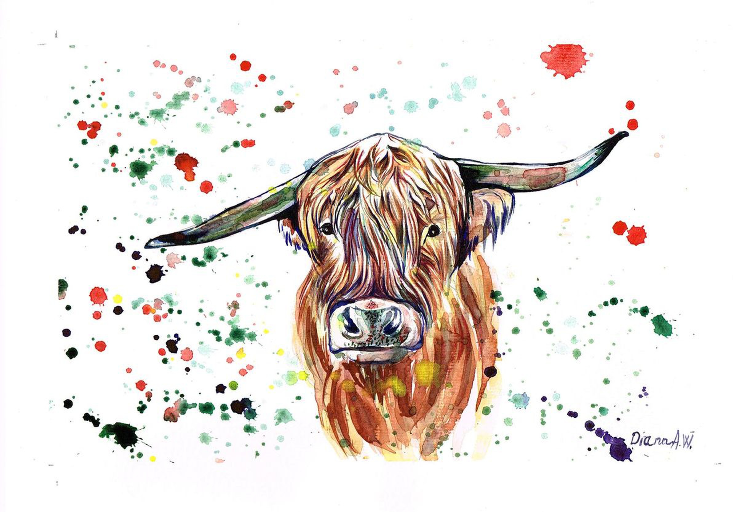 Cow Original Watercolour Painting Highland Cow Artfinder