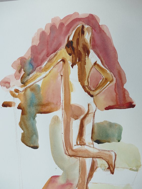 standing female nude back study