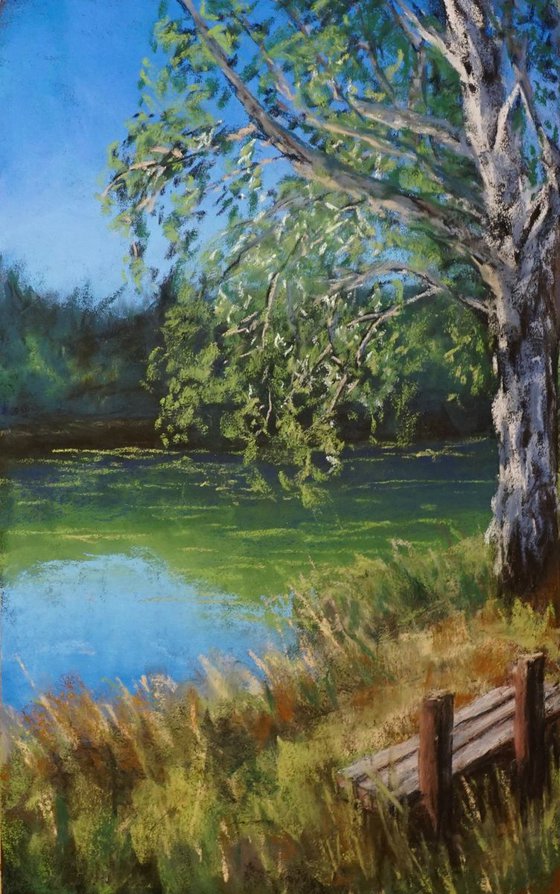 Podlehnik lake, Slovenia | Original pastel painting