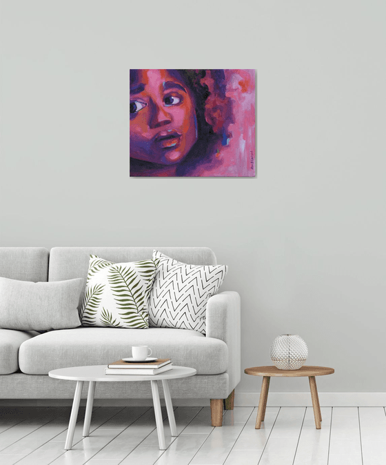 Young Black Female Face — Curious