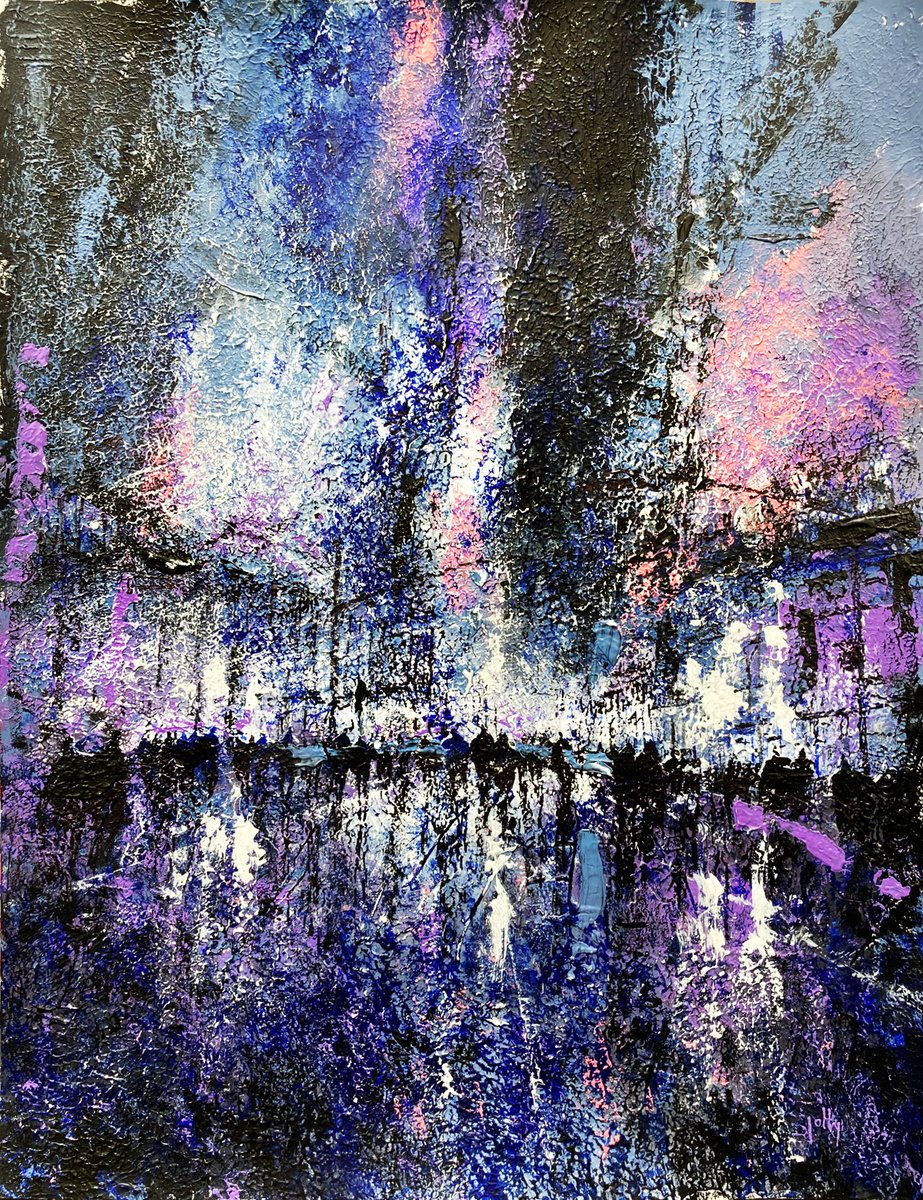 Impressionistic Cityscapes Acrylic Painting By Nicolas Jolly, 20 X 26", New York 121, Original Artwork
