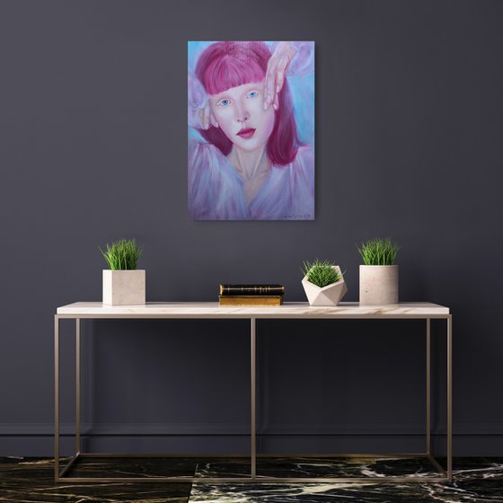 Lolita - delicate pink haired girl portrait