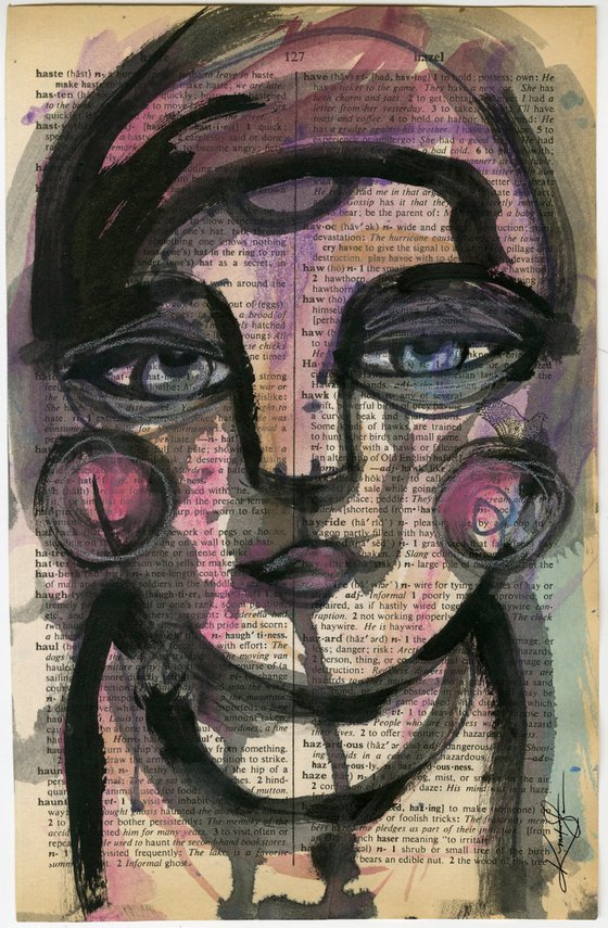 Funky Face 2020-28 - Mixed Media Painting by Kathy Morton Stanion
