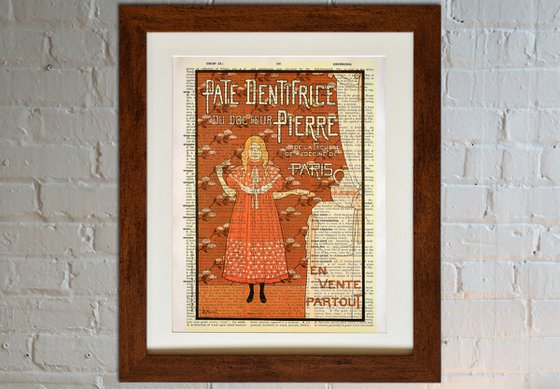 Pate Dentifrice du Docteur Pierre - Collage Art Print on Large Real English Dictionary Vintage Book Page