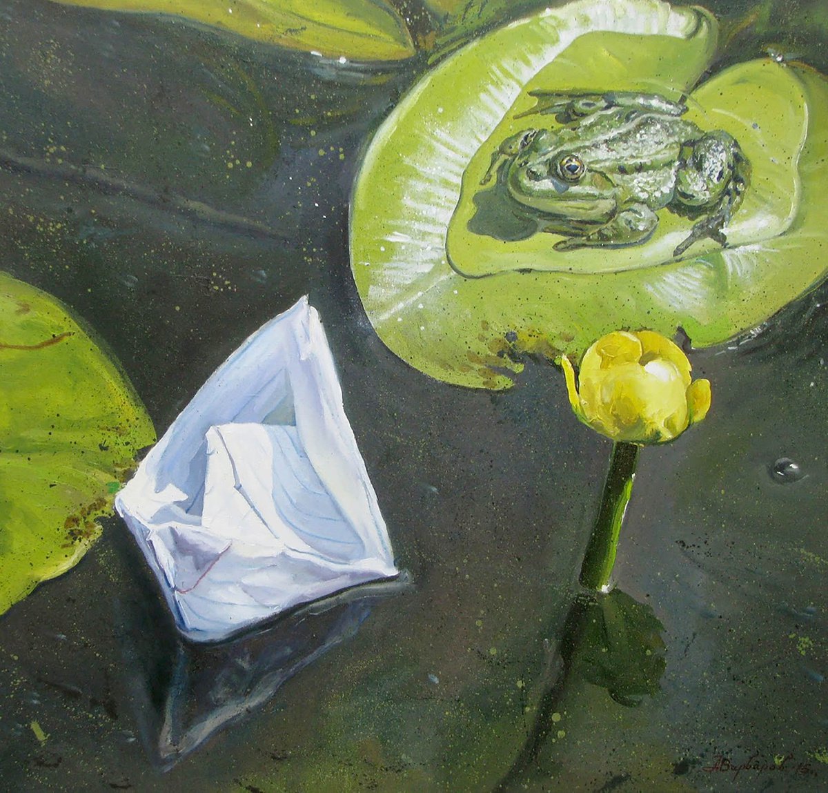 Impressionistic Landscape Oil Painting By Anatolii Varvarov, 33 X 31, A Meeting, Original Artwork