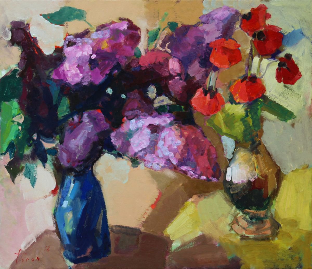 Lilac with poppies by Taron Khachatryan