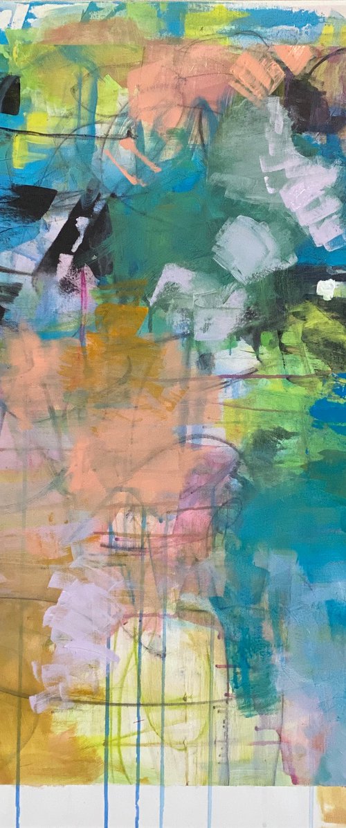 Feeling Giddy - Colorful and Whimsical Abstract Expressionism by Kat Crosby