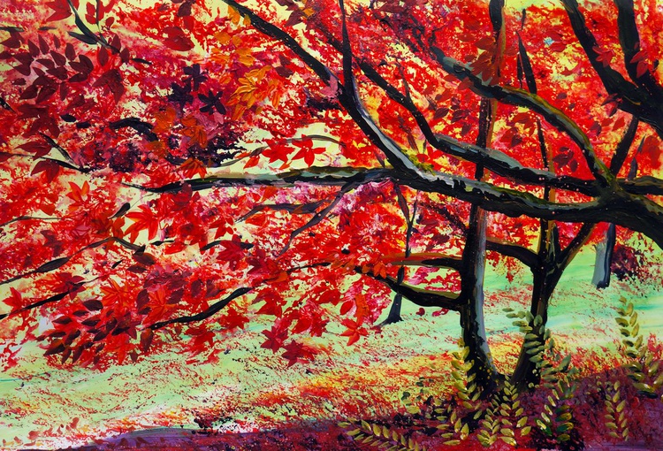Autumn Trees Acrylic Painting By Julia Rigby Artfinder